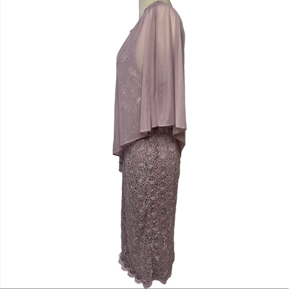 Formal Sequined Lace Dress & Shawl Jackie Jon Elegant Rose Formal Dress Size 8 - Picture 6 of 15